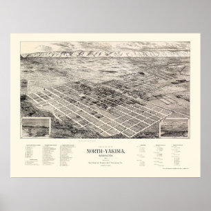 NordYakima, WA panoramische Karte - 1889 Poster