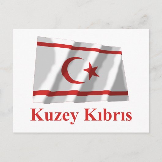 Nordzypern Waving Flag mit Namen in Türkisch Postkarte (Vorderseite)