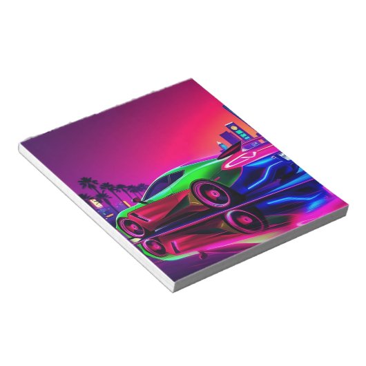 Norepad Neon Racer - 80er Retro-Futuristic Sports Notizblock (angewinkelt)