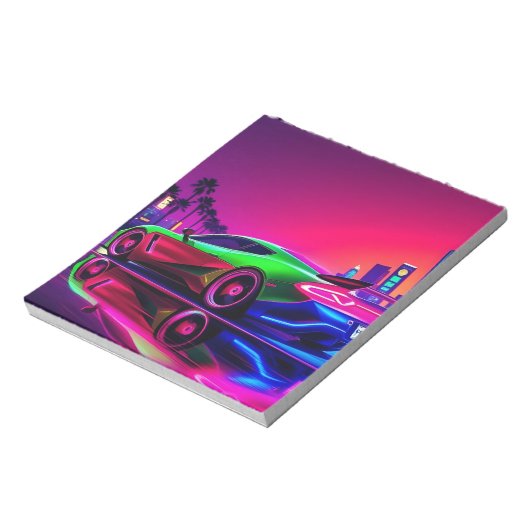 Norepad Neon Racer - 80er Retro-Futuristic Sports Notizblock (Rotiert)
