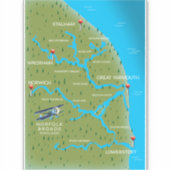 Norfolk Broads England Map. Aufkleber (Vorderseite)