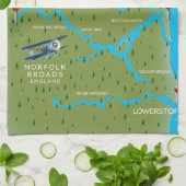 Norfolk Broads England Map. Geschirrtuch (Gefaltet)