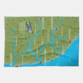Norfolk Broads England Map. Geschirrtuch (Horizontal)
