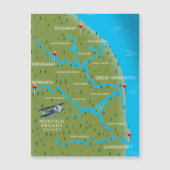 Norfolk Broads England Map. Magnetkarte (Vorderseite)
