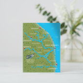 Norfolk Broads England Map. Postkarte (Stehend Vorderseite)
