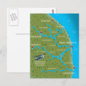 Norfolk Broads England Map. Postkarte (Vorne/Hinten)