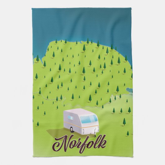 Norfolk Caravan Karte Geschirrtuch (Vertikal)