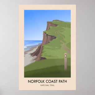 Norfolk Coast Path National Trail Moderne Reise Poster