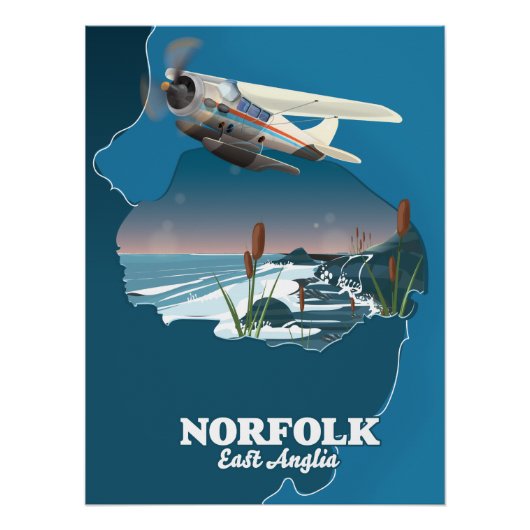 Norfolk East Anglia Karte Poster (Vorderseite)