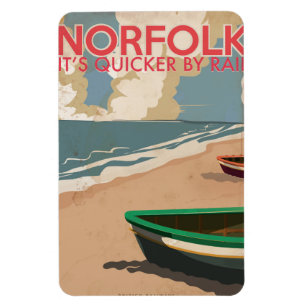 Norfolk, England Vintage Travel Poster Magnet