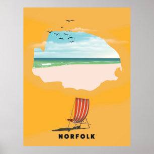 Norfolk Karte illustrierter Reiseplakat Poster