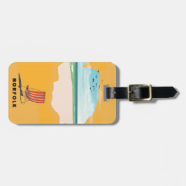 Norfolk Map illustriertes Reiseplakat Gepäckanhänger