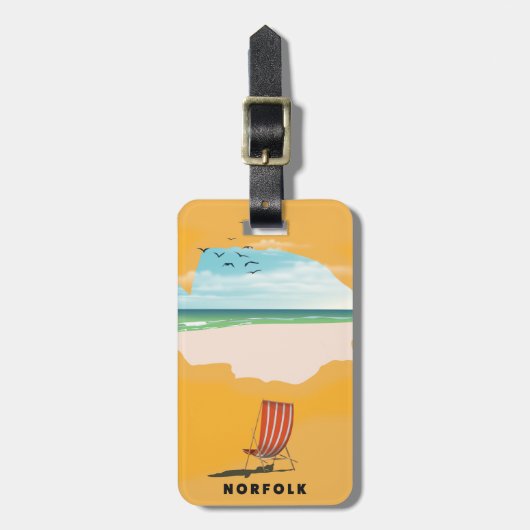 Norfolk Map illustriertes Reiseplakat Gepäckanhänger (Vorderseite vertikal)