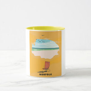 Norfolk Map illustriertes Reiseplakat Tasse