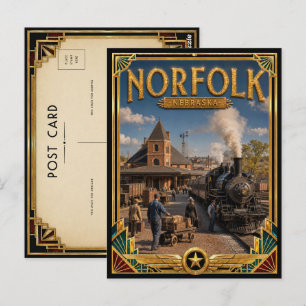Norfolk Nebraska Vintage Art Deco Goldenes Zeitalt Postkarte