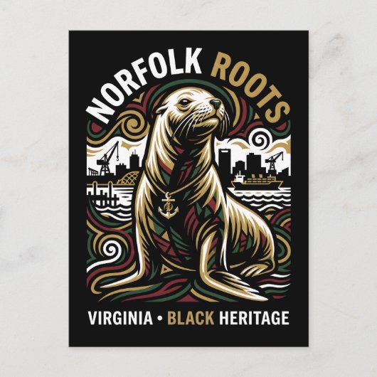 Norfolk Roots Sea Lion African American Maritime Postkarte (Vorderseite)