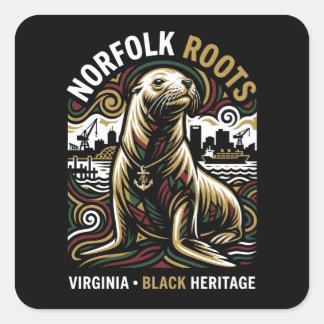 Norfolk Roots Sea Lion African American Maritime Quadratischer Aufkleber