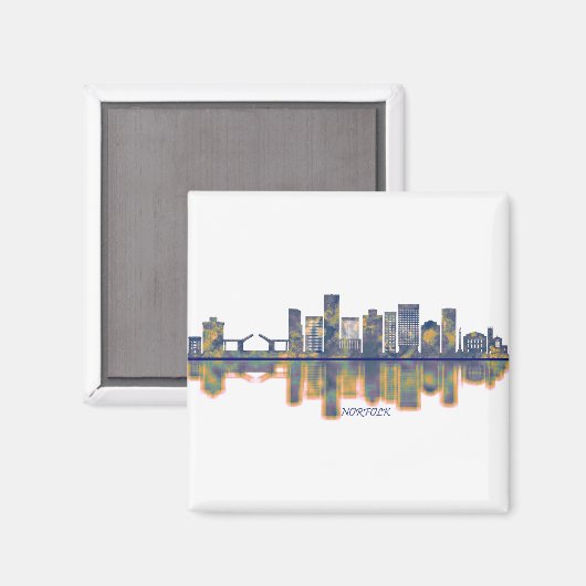 Norfolk Skyline Magnet (Vorderseite/Rückseite)