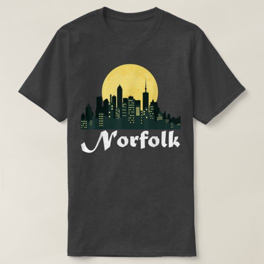 Norfolk SkylineGlowing Moon Norfolk City Night  T-Shirt (Design vorne)