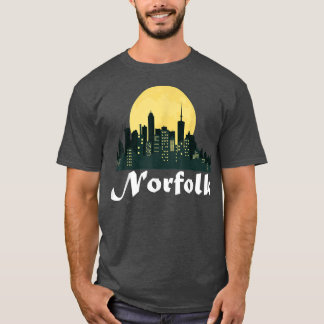 Norfolk SkylineGlowing Moon Norfolk City Night  T-Shirt