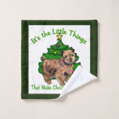 Norfolk Terrier Christmas Badhandtuch Set (Waschlappen)