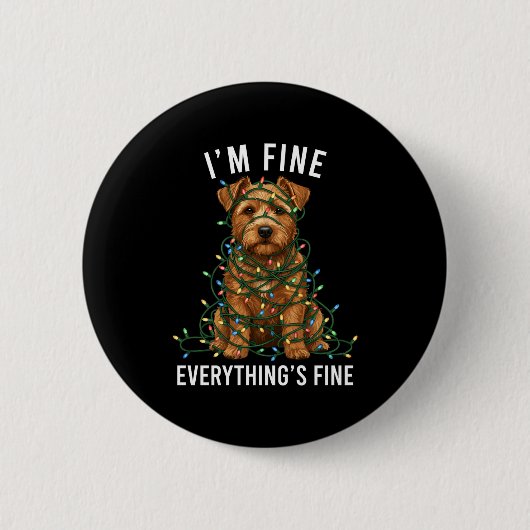 Norfolk Terrier Christmas I'm Fine Everything Is F Button (Vorderseite)