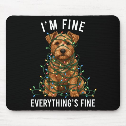 Norfolk Terrier Christmas I'm Fine Everything Is F Mousepad (Vorne)