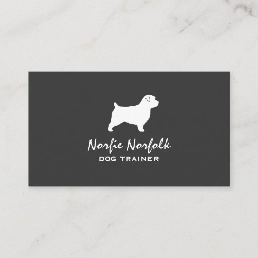 Norfolk Terrier Dog Rasse Silhouette Visitenkarte (Vorderseite)