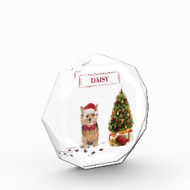 Norfolk Terrier Funny Christmas Dog mit Baum Fotoblock