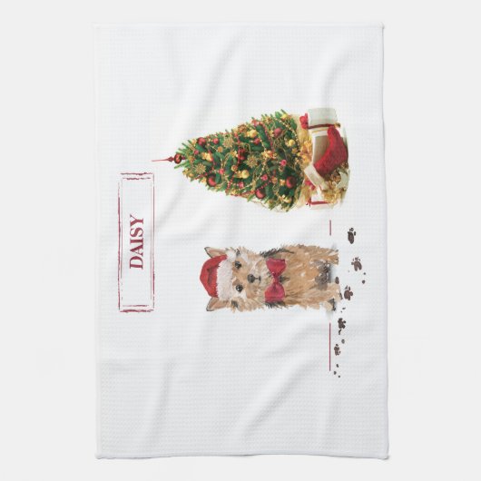 Norfolk Terrier Funny Christmas Dog mit Baum Geschirrtuch (Vertikal)