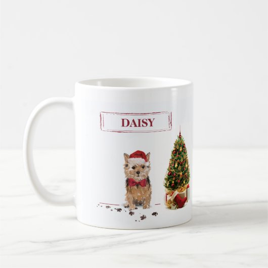 Norfolk Terrier Funny Christmas Dog mit Baum Kaffeetasse (Links)