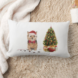 Norfolk Terrier Funny Christmas Dog mit Baum Lendenkissen