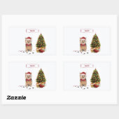 Norfolk Terrier Funny Christmas Dog mit Baum Rechteckiger Aufkleber (Blatt)