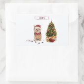 Norfolk Terrier Funny Christmas Dog mit Baum Rechteckiger Aufkleber (Tasche)