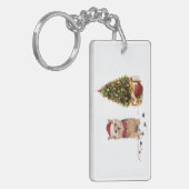 Norfolk Terrier Funny Christmas Dog mit Baum Schlüsselanhänger (Vorderseite links)