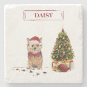 Norfolk Terrier Funny Christmas Dog mit Baum Steinuntersetzer (Vorderseite)