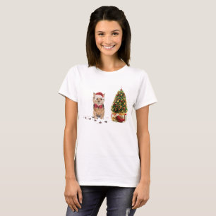 Norfolk Terrier Funny Christmas Dog mit Baum T-Shirt