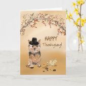Norfolk Terrier Funny Pilgrim Hat Erntedank Karte (Gelbe Blume)
