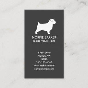 Norfolk Terrier Hund Rasse Silhouette Vertikal Visitenkarte
