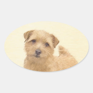 Norfolk Terrier Painting - Original Dog Art Ovaler Aufkleber