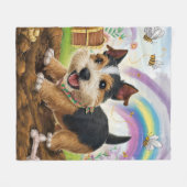 Norfolk Terrier Playing with Bone Fleecedecke (Vorderseite (Horizontal))