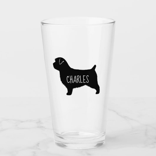 Norfolk Terrier Silhouette Personalisiert Dog Love Glas (Vorderseite)
