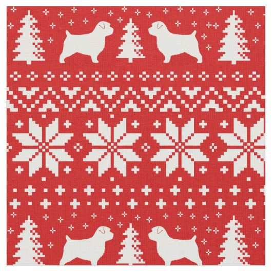 Norfolk-Terrier-Silhouette-Weihnachtsmuster Stoff (Nahaufnahme)