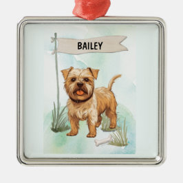Norfolk Terrier Watercolor Personalized Dog Ornament Aus Metall