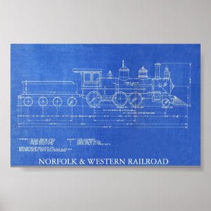 NORFOLK- U. WESTERN-EISENBAHN-MOTOR NO.521 POSTER
