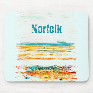 Norfolk, UK, Beach & Boat in Pencil art Mouse Pad Mousepad