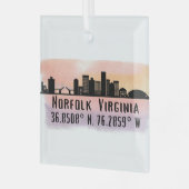 Norfolk VA City Skyline Ornament Aus Glas (Vorderseite links)
