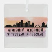 Norfolk VA City Skyline Ornament Aus Glas (Rückseite)