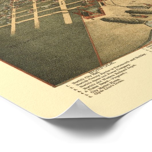Norfolk, VA Panoramic Map - 1891 Poster (Ecke)