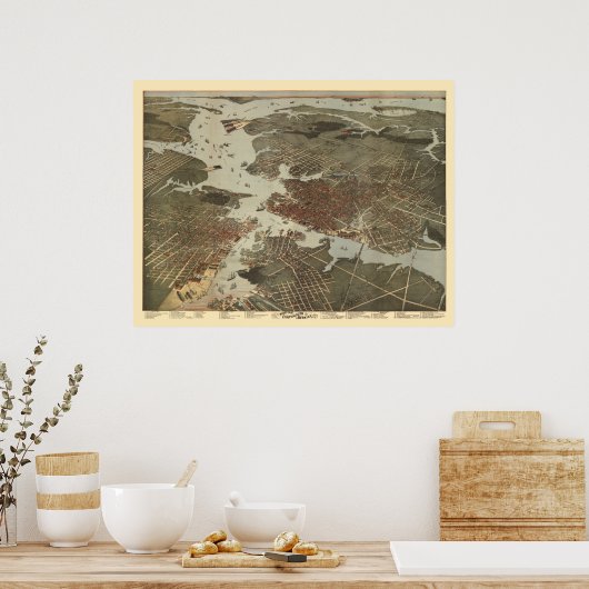 Norfolk, VA Panoramic Map - 1891 Poster (Küche)